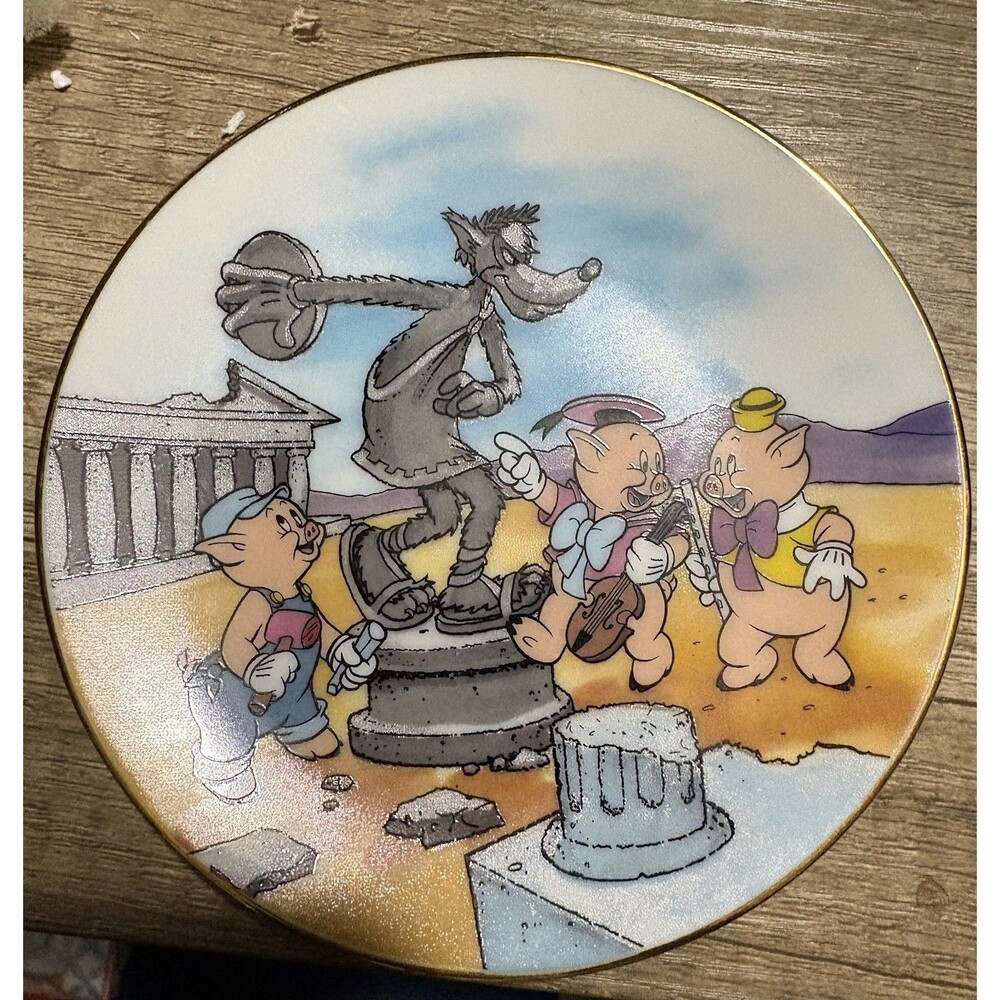 3 Little Pigs New England Society World Tour Mini Collectors Plate Disney Greece